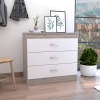 Zurich Three Drawers Dresser, Metal Hardware, Superior Top - Light Gray