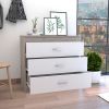 Zurich Three Drawers Dresser, Metal Hardware, Superior Top - Light Gray
