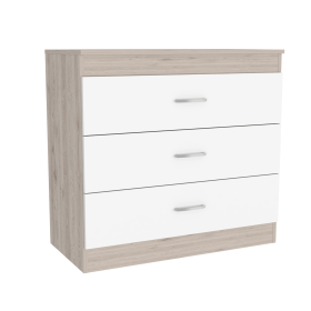 Zurich Three Drawers Dresser, Metal Hardware, Superior Top - Light Gray