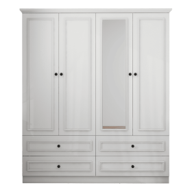 Armoire Wardrobe Closet Wooden with 3 Doors, Hanging Rods, 2 Drawers, Storage Cabine, White 47.24" W x 20.59" D x 70.87 "H