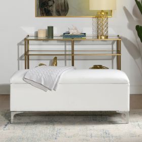 Madelyn 49" Modern Storage Bench, Bright White Dye - as Pic