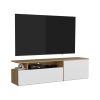Virgil Tv Stand 60" TV Capacity,2 Doors, 4 Shelves - Natural Oak / White