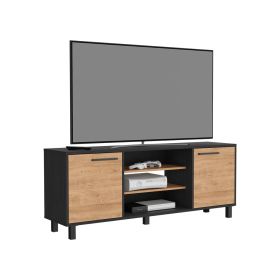 Egeo Tv Stand for TV麓s, Two Cabinets, Three Shelves, Five Legs - Carbon Espresso
