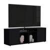 Dallas Tv Stand for TV麓s, Two Cabinets With Single Door, Four Shelves - Black