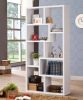 Geometric bookcase Seven (7) Shelves Storage Shelf Solid Wood Furniture 1pc White - as Pic