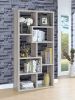 Geometric bookcase Seven (7) Shelves Storage Shelf Solid Wood Furniture 1pc Grey Driftwood - as Pic