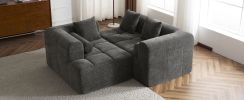 101.2" Sectional Sofa Full-Compressed Sofa Modular Sofa Couch Free-combined Sofa with Deep Seating for Living Room, Grey - as Pic
