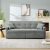 Grey 3 in 1 Convertible Sleeper Sofa Bed, Modern Fabric Loveseat Futon Sofa Couch Pullout Bed