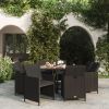 9 Piece Patio Dining Set with Cushions Poly Rattan Black - Black
