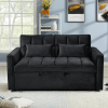 Modern Velvet Loveseat Futon Sofa Couch Pullout Bed, Small Love Seat Lounge Sofa w/Reclining Backrest, Toss Pillows, Pockets