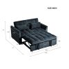 Modern Velvet Loveseat Futon Sofa Couch Pullout Bed, Small Love Seat Lounge Sofa w/Reclining Backrest, Toss Pillows, Pockets