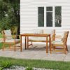 4 Piece Patio Dining Set with Cushions Solid Wood Acacia - Brown