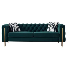 Chesterfield Modern Tufted Velvet Living Room Sofa, 84.25''W Couch,Green - as Pic
