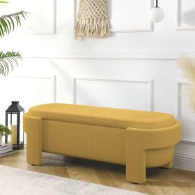 Linen Fabric Upholstered Bench with Large Storage Space for the Living Room, Entryway and Bedroom,yellow( 51.5''x20.5''x17'' ) - as Pic