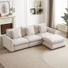 MH102.2 Inch Beige Combination Sofa Modular Sofa with Ottoman, plastic leg,Three Cushions and Three Pillows