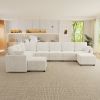 Modular Sectional Sofa Convertible Sofa Couch Set with Storage, Modern 7 Seater Modular Sectional Couch with 2 Movable Ottoman (Beige)