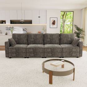 Modular Sectional Sofa Convertible Sofa Couch Set with Storage for Living Room, Modern 4 Seater Modular Sectional Couch (Grey) - as Pic