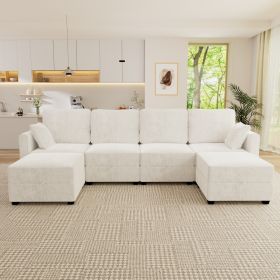 Modular Sectional Sofa Convertible U Shaped Sofa Couch Set with Storage for Living Room, (Beige) - as Pic
