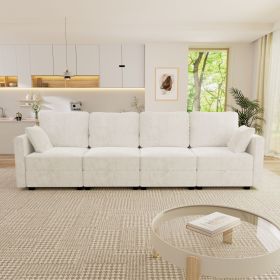 Modular Sectional Sofa Convertible Sofa Couch Set with Storage for Living Room, Modern 4 Seater Modular Sectional Couch (Beige) - as Pic