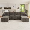 Modular Sectional Sofa Convertible U Shaped Sofa Couch Set with Storage for Living Room (Grey)