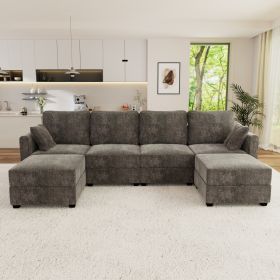 Modular Sectional Sofa Convertible U Shaped Sofa Couch Set with Storage for Living Room (Grey)