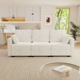 Modular Sectional Sofa Convertible Sofa Couch Set with Storage for Living Room, Modern 3 Seater Modular Sectional Couch (Beige) - as Pic