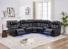 M078 Power Reclining Sectional Sofa Couches brown - as Pic
