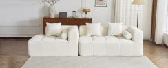 101.2" Sectional Sofa Full-Compressed Sofa Modular Sofa Couch Free-combined Sofa with Deep Seating for Living Room, Beige - as Pic
