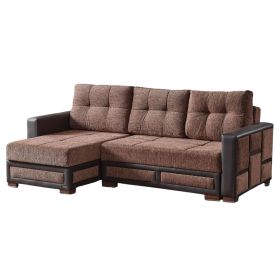 PrimeNest UrbanEdge Upholstered Convertible Sectional with Storage - as Pic