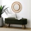Ottoman Oval Storage Bench,Rubber Wood Legs, Green(43.5"x16"x16") - as Pic