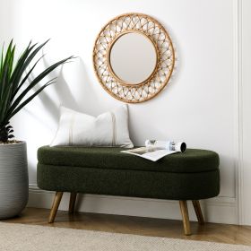 Ottoman Oval Storage Bench,Rubber Wood Legs, Green(43.5"x16"x16") - as Pic