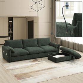 96.5'' Chenille Sectional Sofa with Storage Ottoman and Pockets,Adjustable Phone Holder,Wide Seat,4 Seat L Shaped Couch Set, 3 Colors - as Pic