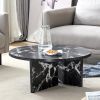 Versatile MDF Black Round Coffee Table for Various Interior Styles, with Product Dimensions of 31.5*31.5*13.98