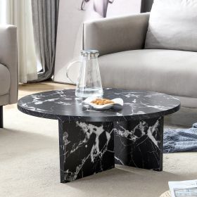 Versatile MDF Black Round Coffee Table for Various Interior Styles, with Product Dimensions of 31.5*31.5*13.98