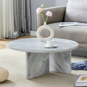 A Multi-style Decor Friendly MDF White Round Coffee Table, Featuring Modern Minimalism and Nordic Flair, with Dimensions of 31.5*31.5*13.98 Inches