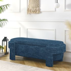 Linen Fabric Upholstered Bench with Large Storage Space for the Living Room, Entryway and Bedroom,dark blue( 51.5''x20.5''x17'' ) - as Pic