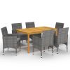 7 Piece Patio Dining Set Gray - Gray