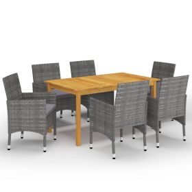7 Piece Patio Dining Set Gray - Gray