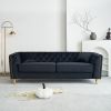87.01"W Modern Tufted Velvet Sofa ,Stylish and Comfortable for Living Room Sofa, Hotel Apartment,Black - as Pic