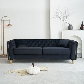 87.01"W Modern Tufted Velvet Sofa ,Stylish and Comfortable for Living Room Sofa, Hotel Apartment,Black - as Pic