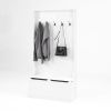 Entryway Bench with Standing Coat Rack, Hall Tree with Shoe Storage Bench, Entryway Organizer with 5 Hooks, White - as Pic