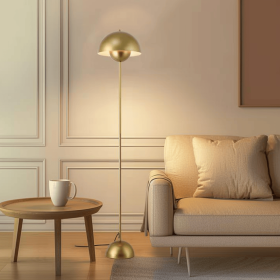 Golden Dome Floor Lamp, Minimalist Modern Floor Lights, for bedroom, living room, office - GOLD