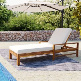 U_Style Acacia Wood Adjustable Backrest Outdoor Lounge Chair, Suitable for Gardens, Terraces, and Poolside Areas - as Pic