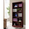Five shelf wooden bookcase display cabinet with bottom front molding mahogany - as Pic
