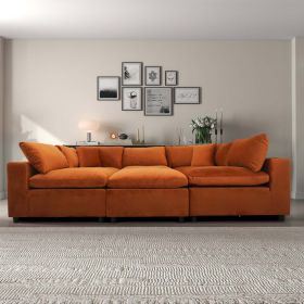 Hayward Burnt Orange Velvet Modular Sectional Sofa - as Pic