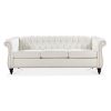 84.65" Rolled Arm Chesterfield 3 Seater Sofa. - White