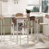 Farmhouse 5-piece Counter Height Drop Leaf Dining Table Set with Dining Chairs for 4pcs - Rustic Brown - Metal