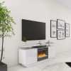 Living Room Furniture Modern White Electric Fireplace TV Stand with Insert Fireplace;  can work with or without heat - White - Medium