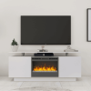 Living Room Furniture Modern White Electric Fireplace TV Stand with Insert Fireplace;  can work with or without heat - White - Medium