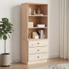 Bookcase with Drawers ALTA 23.6"x13.8"x55.9" Solid Wood Pine - Brown